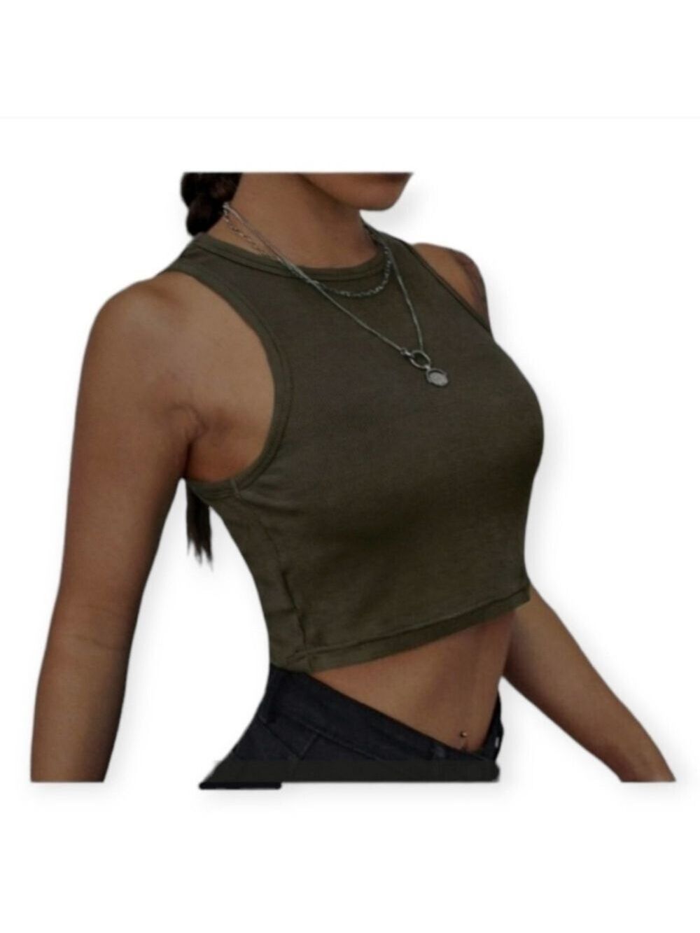 7 For All Mankind Khaki Crop Top